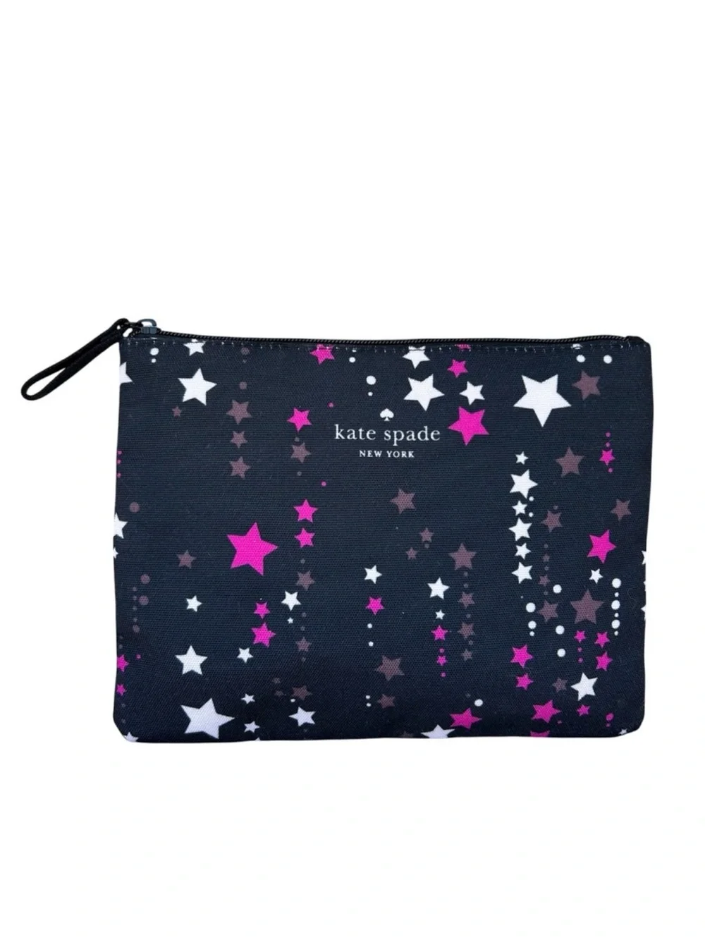 Kate Spade New York Black Pink‎ Stars Falling Pouch Cosmetic Travel organizer OS